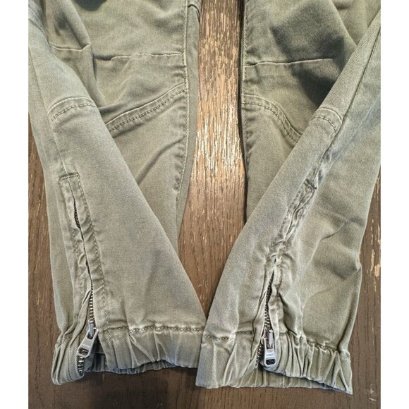Frame Banded Zipper Bottom Trapunto Moto Pants Joggers Pockets Aloe Green Sz 25 - Picture 10 of 10
